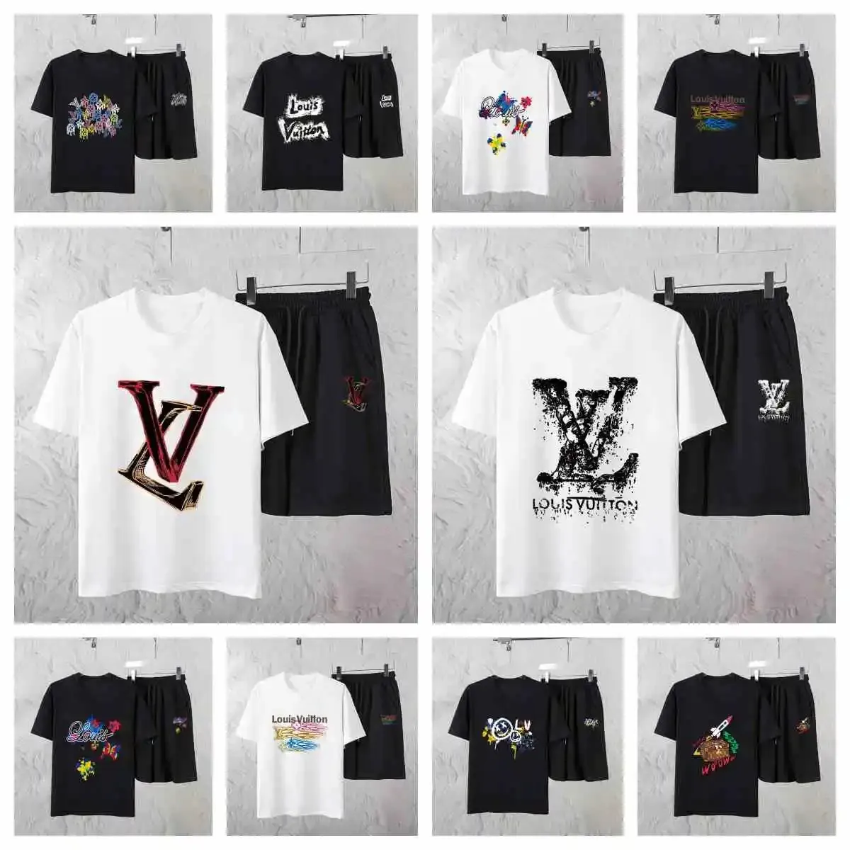 Louis Vuitton LV Monogram Graphic T-Shirt/Shorts Set [10 styles]