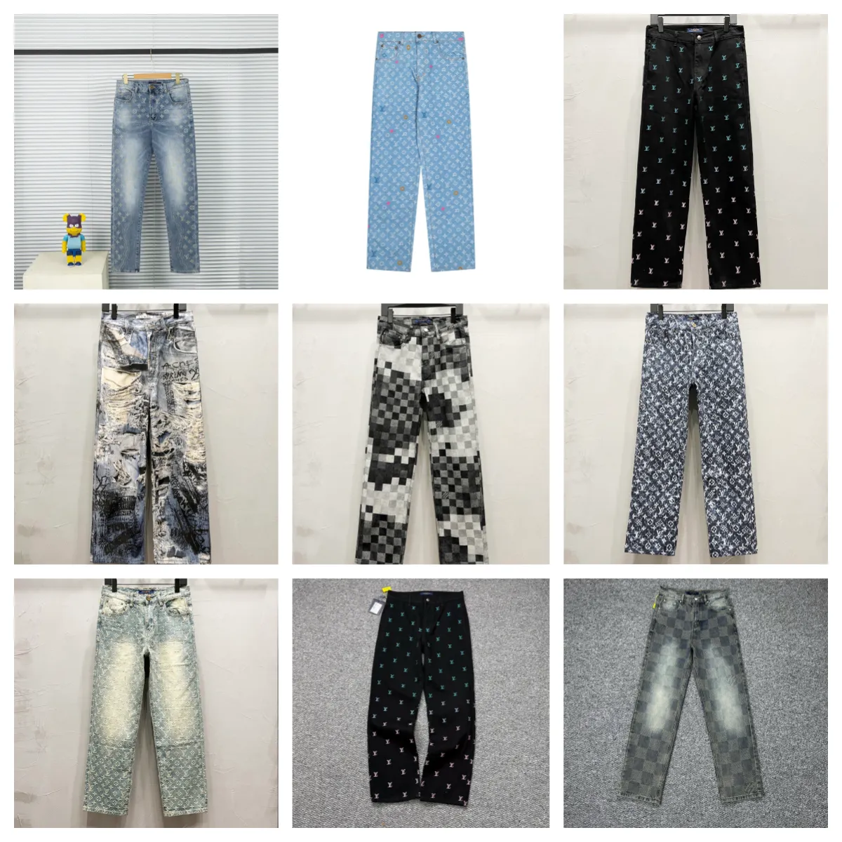Louis Vuitton Monogram & Pixel Print Denim Jeans [9 styles]