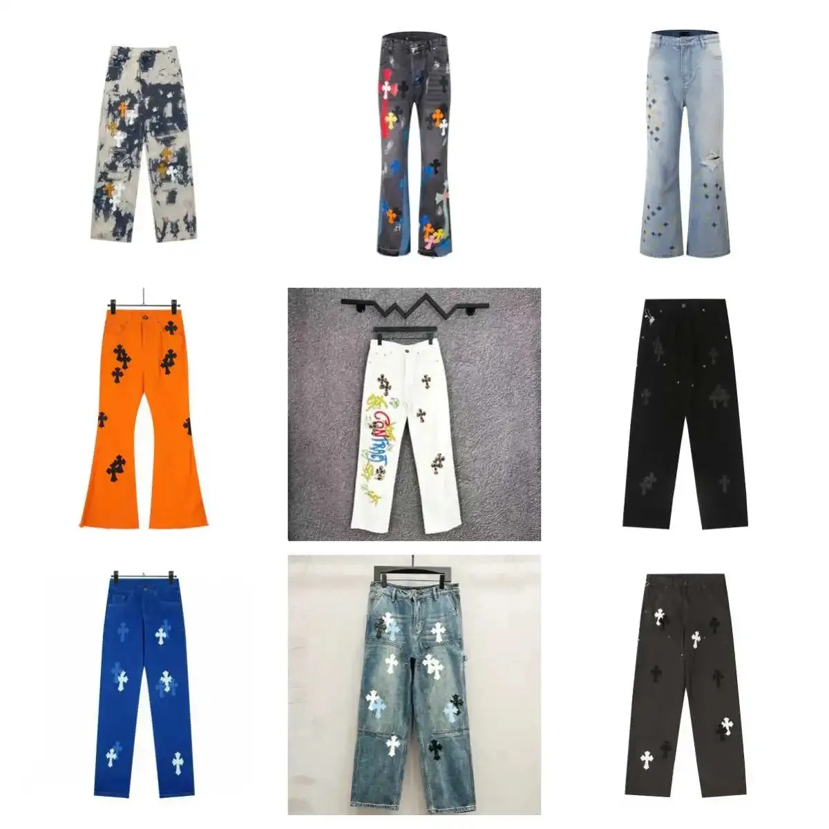 Chrome Hearts Cross-Embroidered Denim Pants [9 styles]