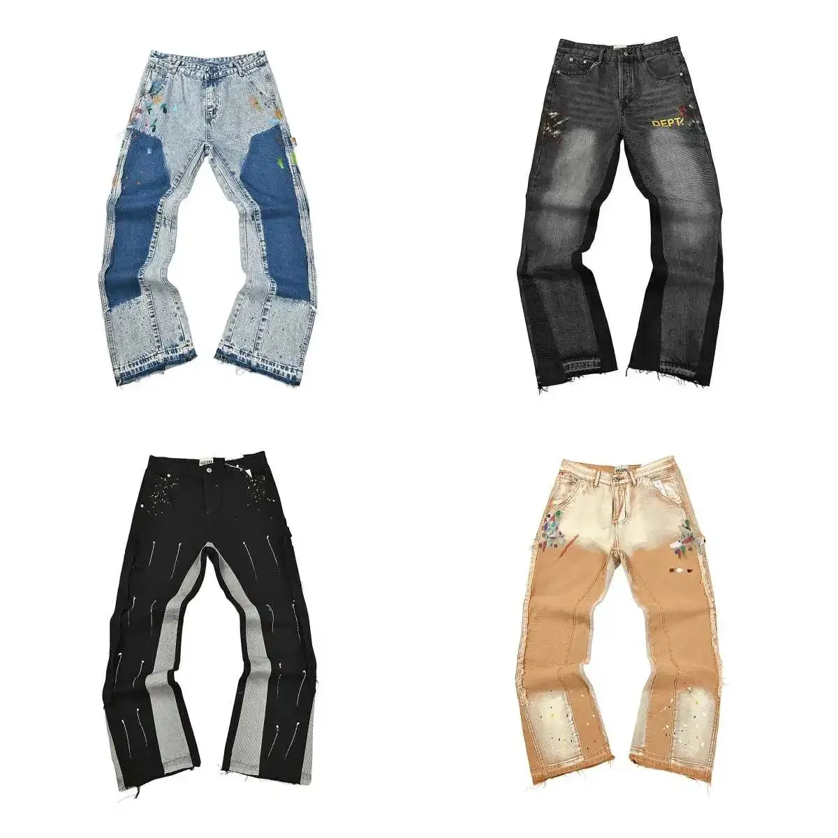 DEPT Paint-Splatter Patchwork Denim Pants [4 styles]