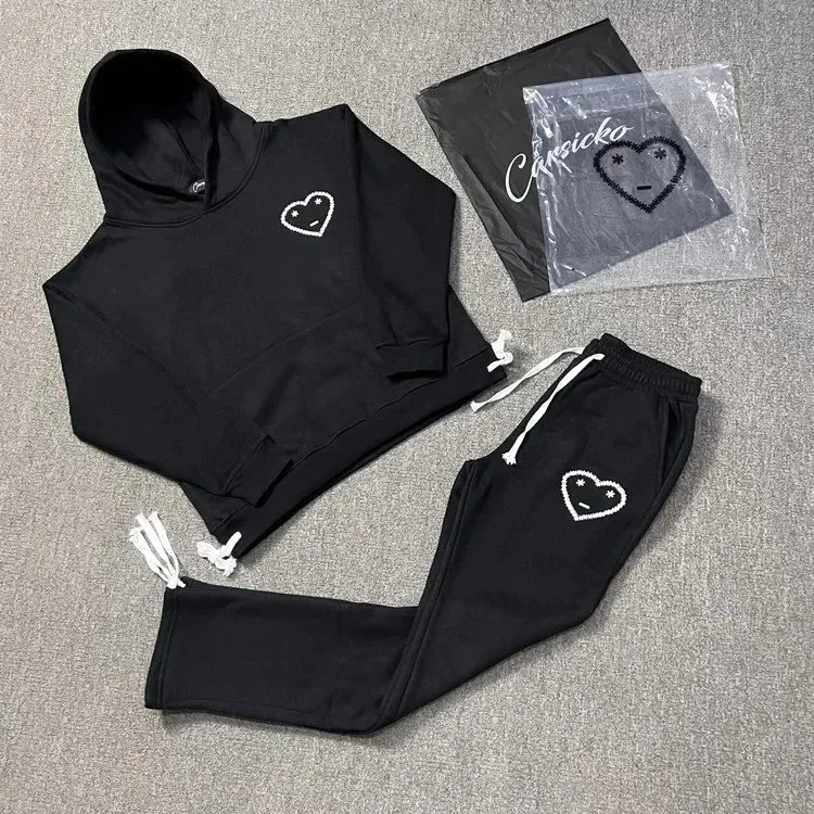 Caresicko Heart Embroidery Hoodie & Jogger Set [6 styles]