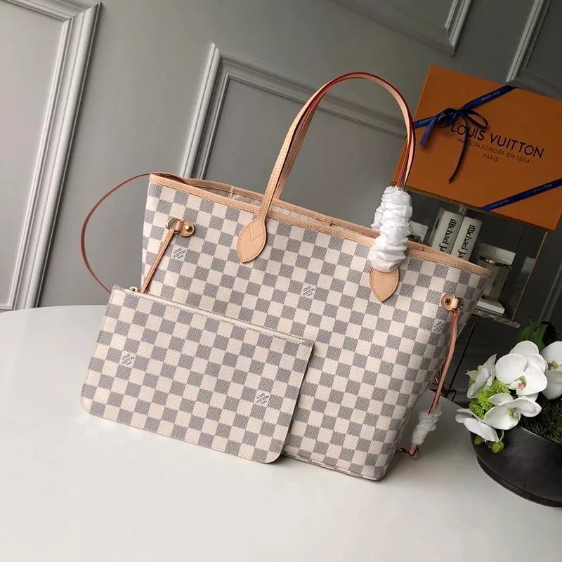 Louis Vuitton Damier Azur Neverfull MM Tote Bag with Pochette
