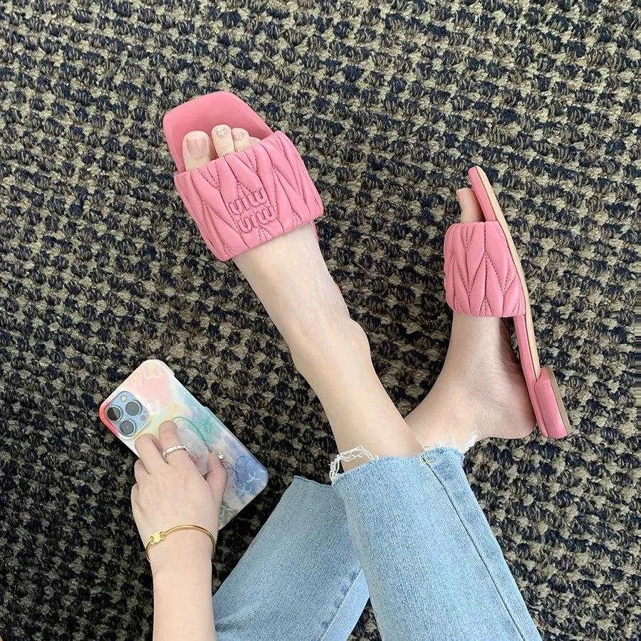 Miu Miu Quilted Slide Sandals [4 styles]