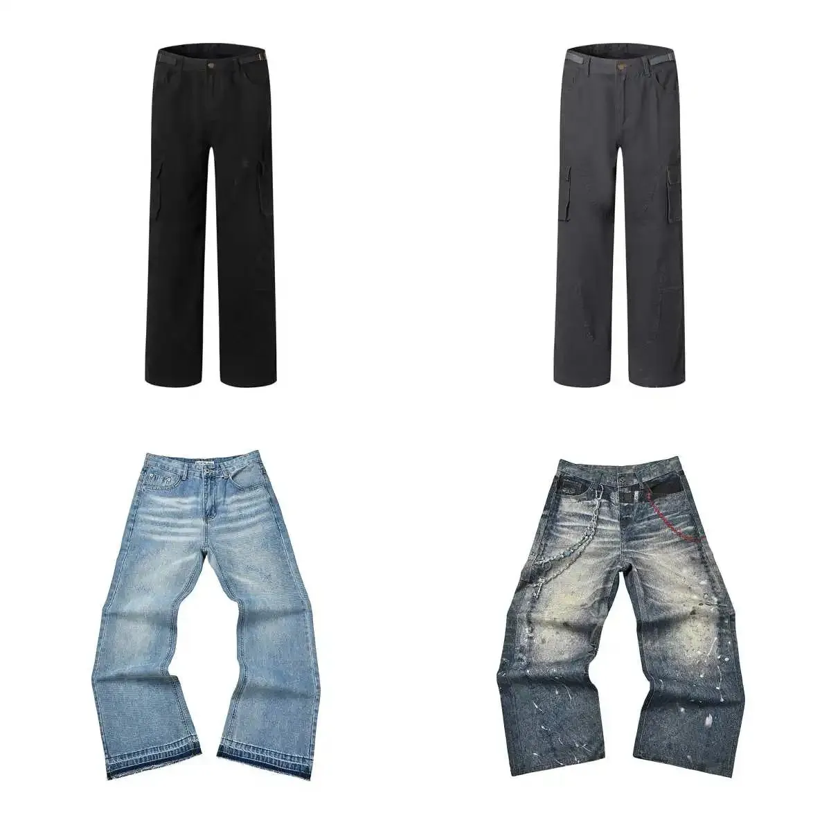 Cargo & Distressed Denim Pants [4 styles]