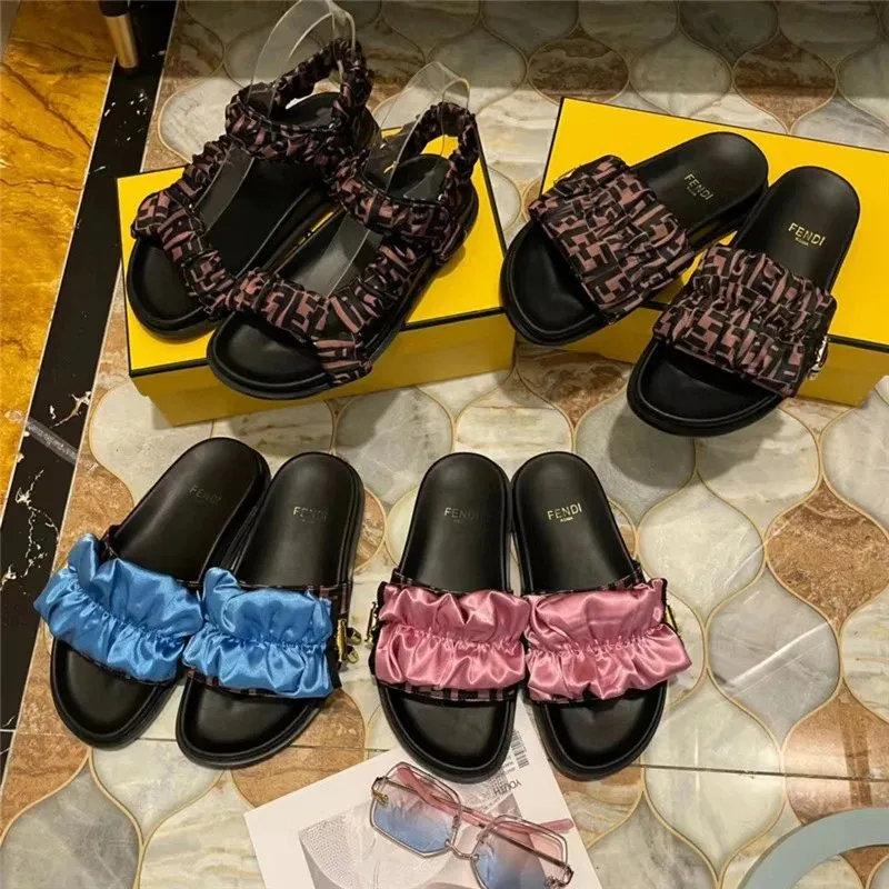 Fendi FF Logo Ruched Slide Sandals [4 styles]