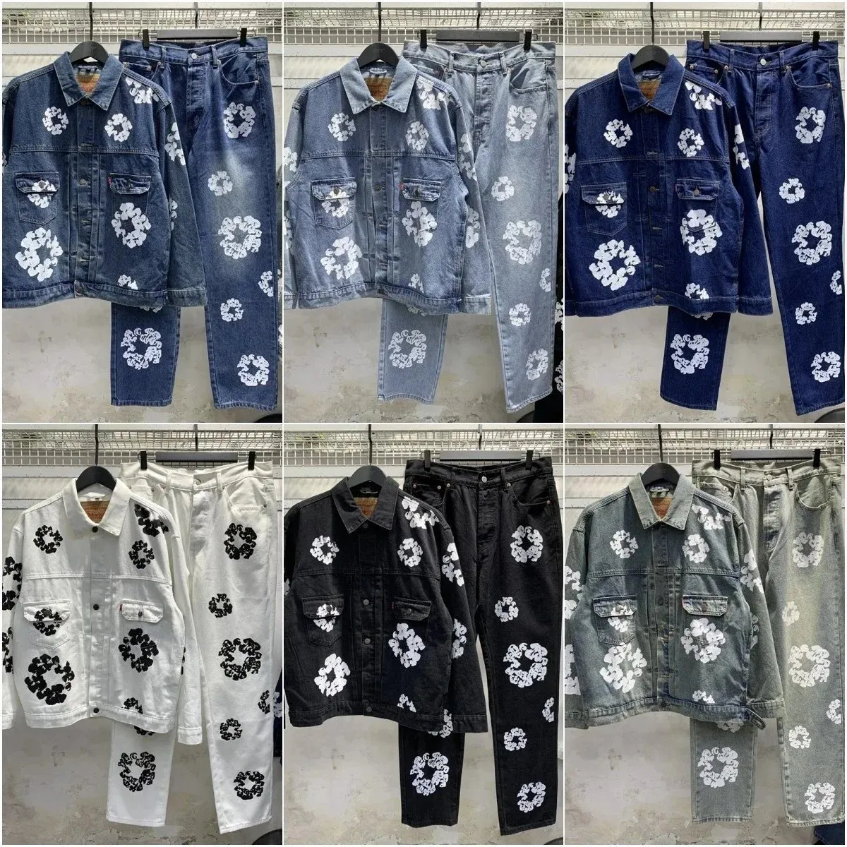Floral Print Denim Jacket/Pants Set [18 styles]