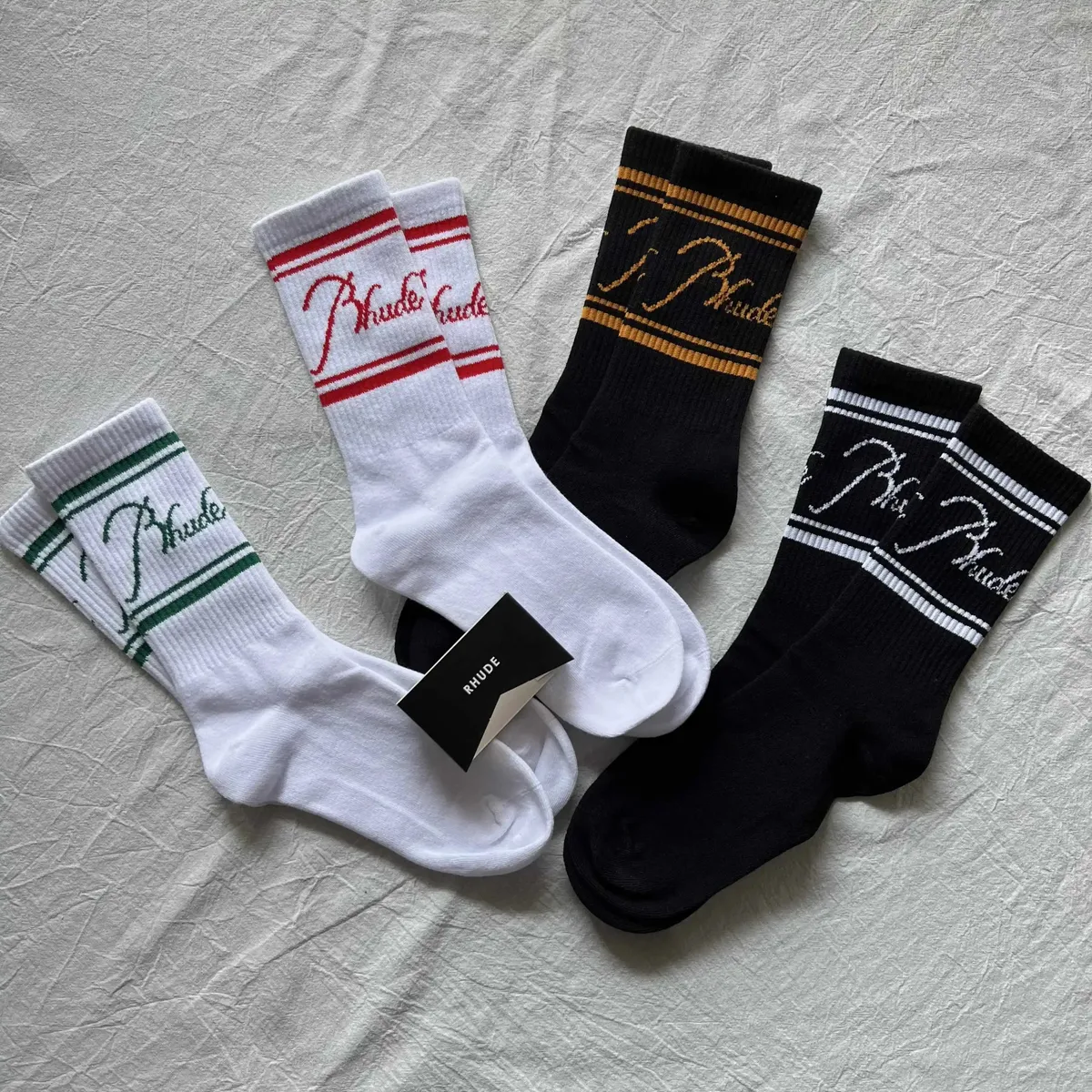 Rhude Script Stripe Crew Socks