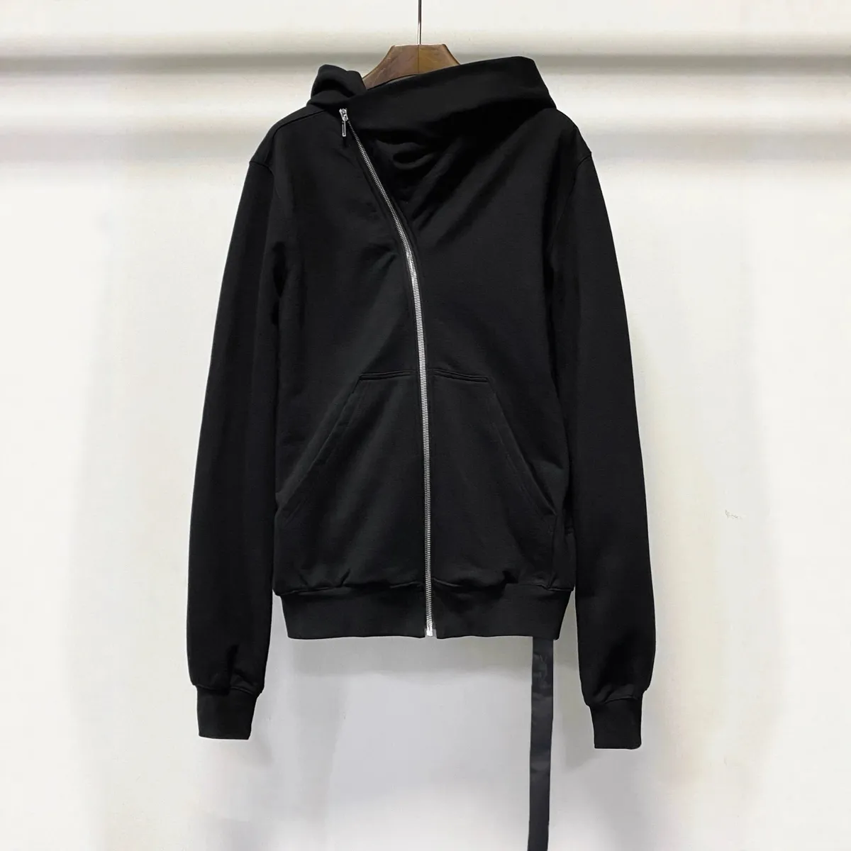 Black Asymmetric Zip-Up Hoodie [1 style]