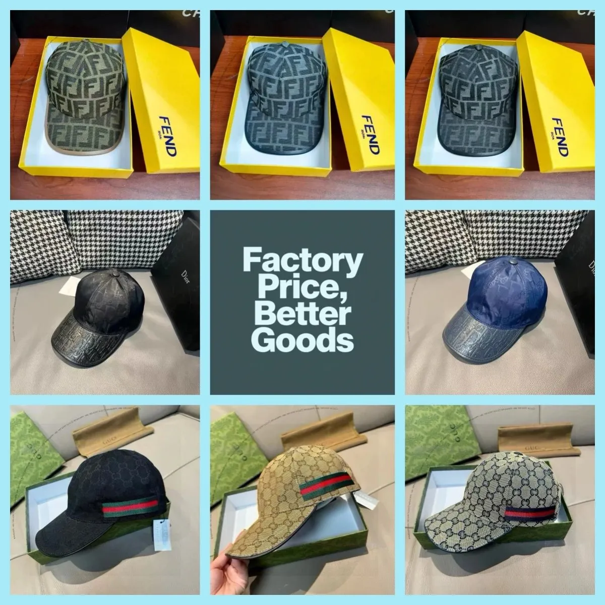 Dior Oblique / Gucci GG Supreme / Fendi FF Logo Baseball Peaked Cap [40 styles]