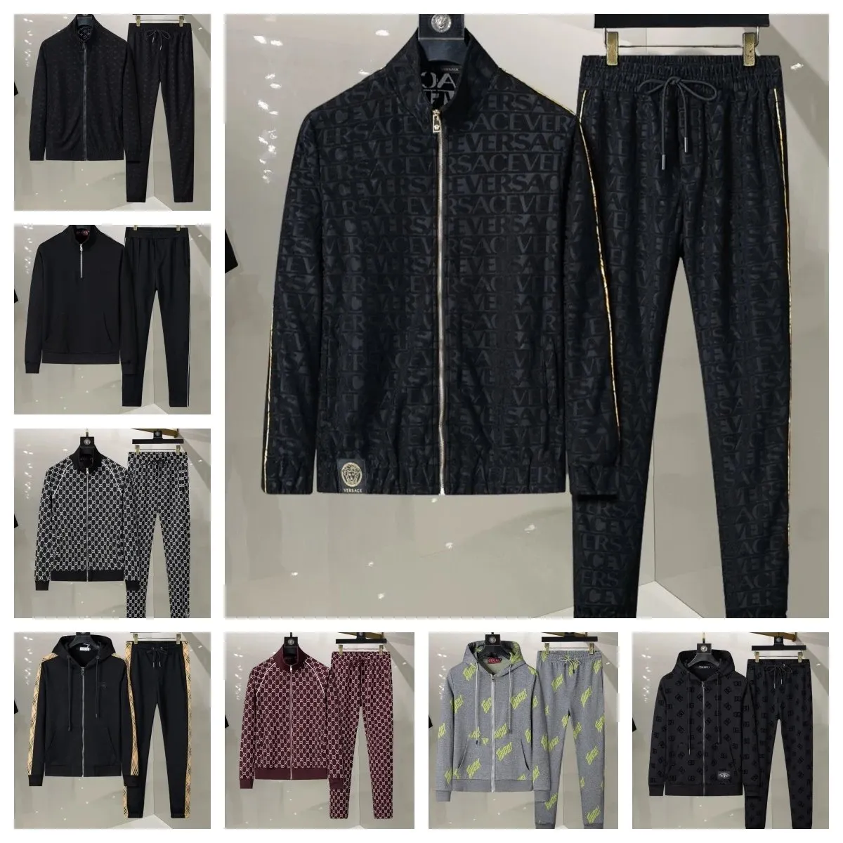 Versace Monogram Print Jacket & Pants Set [8 styles]