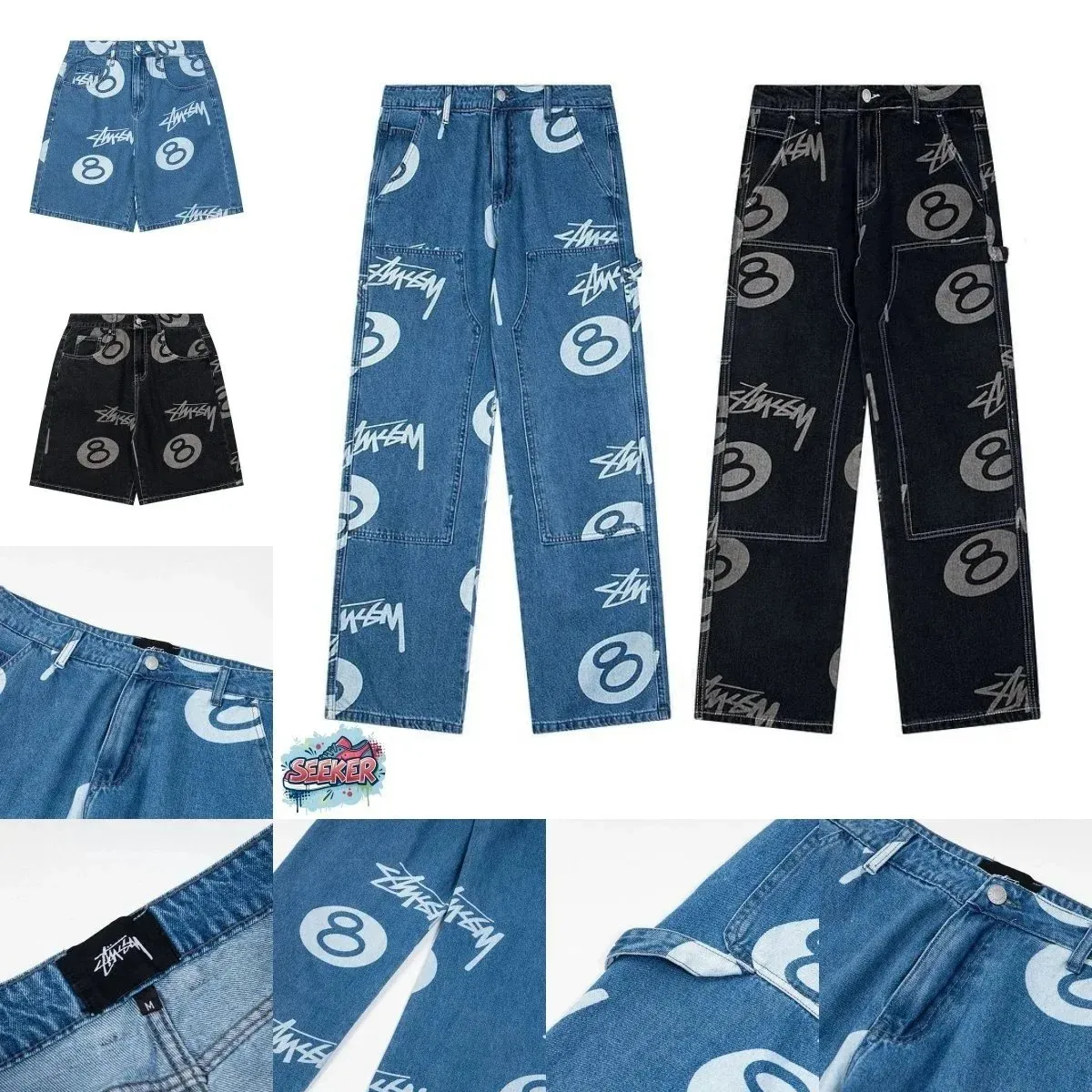 Stussy 8-Ball Print Jeans/Shorts [4 styles]