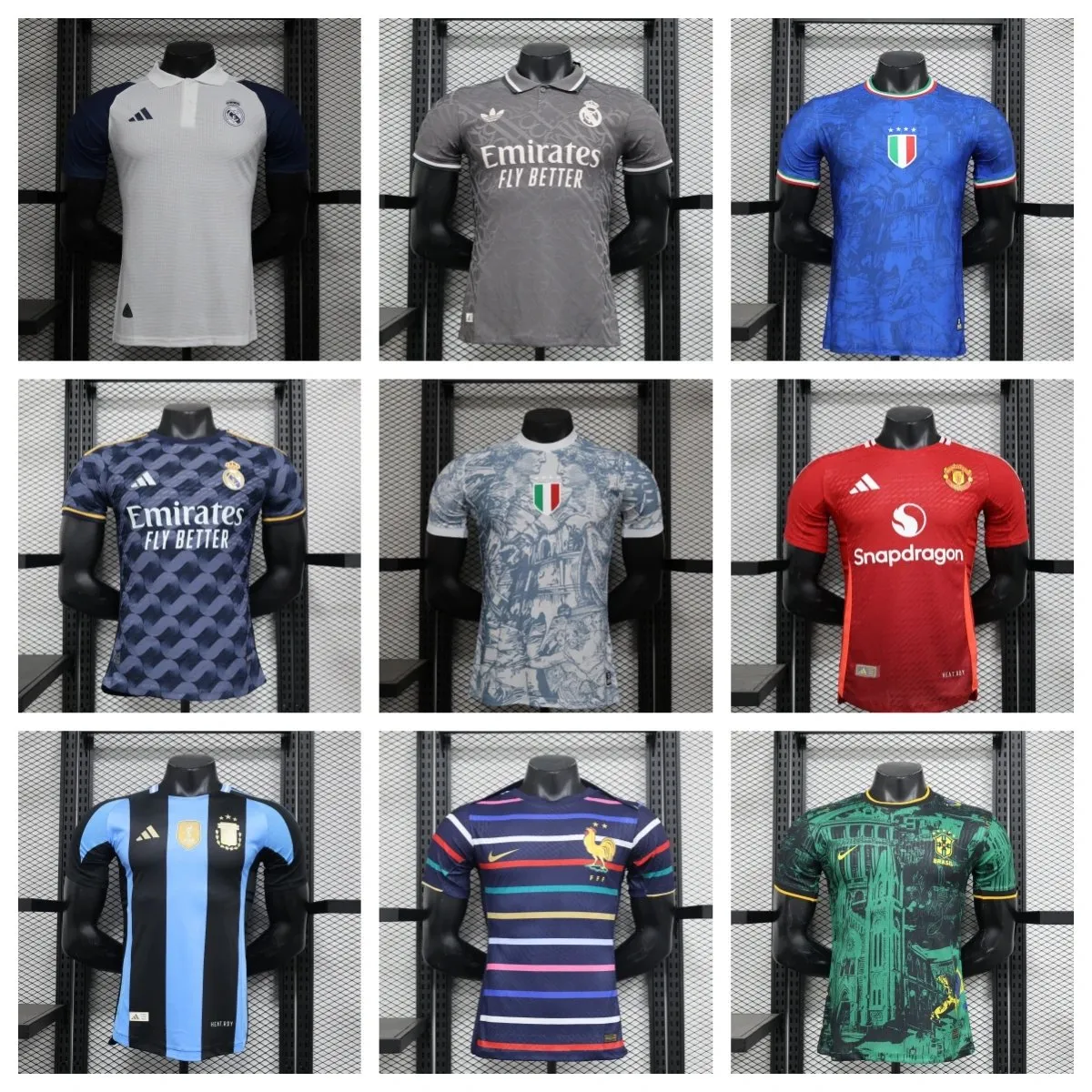 Real Madrid, Italy, Manchester United, Argentina, France, Brazil Team Jerseys [40 styles]