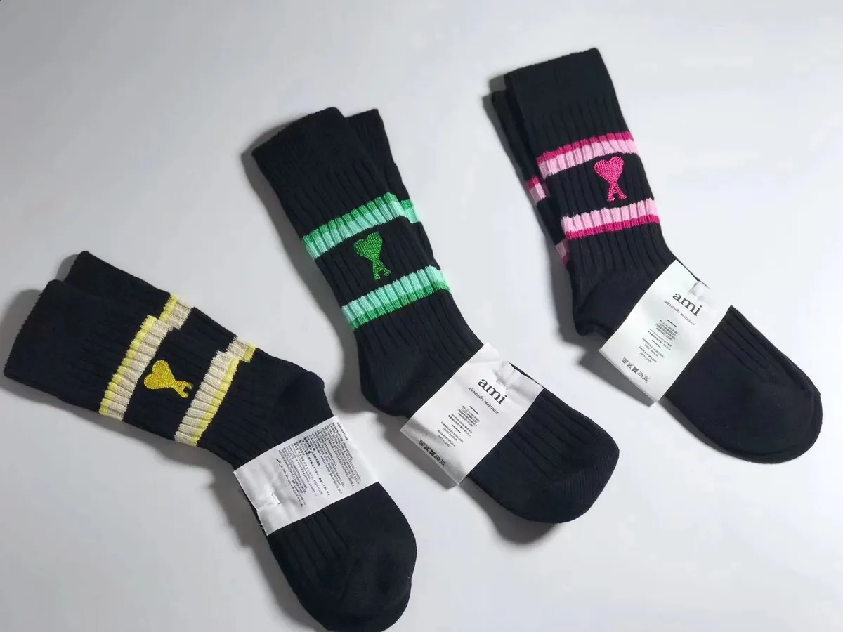 Ami Paris Heart Logo Crew Socks