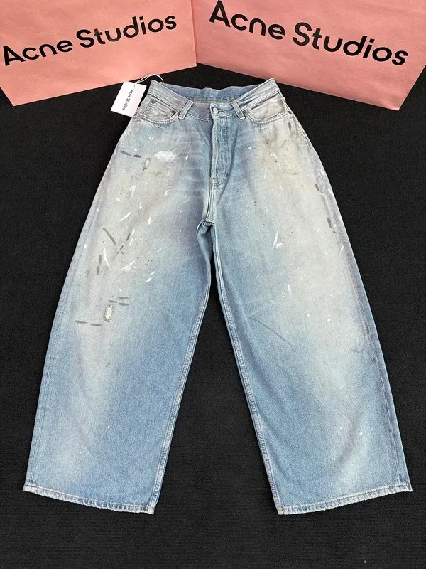 Acne Studios Paint Splatter Wide-Leg Jeans