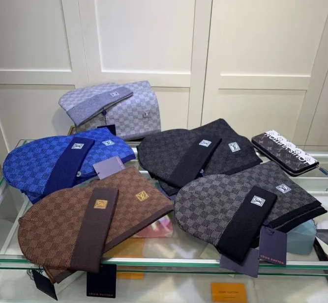 Louis Vuitton Damier Beanie & Scarf Set