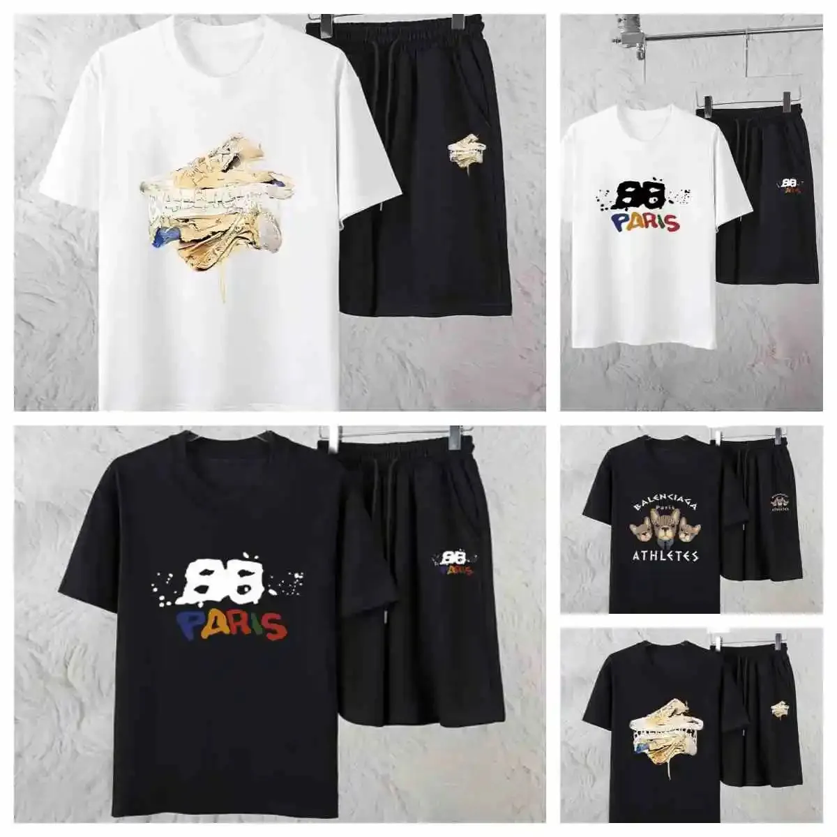 Balenciaga Athletes & Paris Graphic T-Shirt/Shorts Set [5 styles]