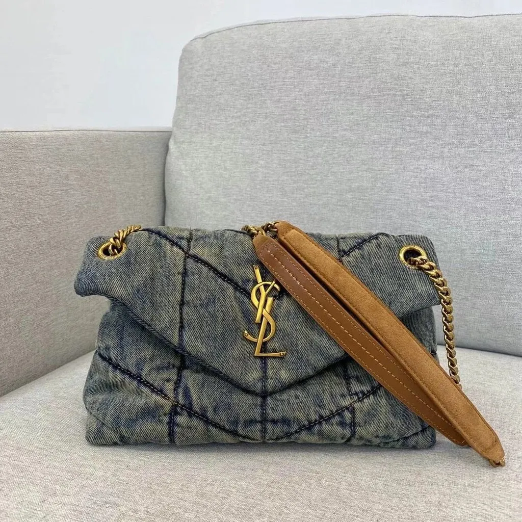 YSL Niki Quilted Denim Shoulder Bag