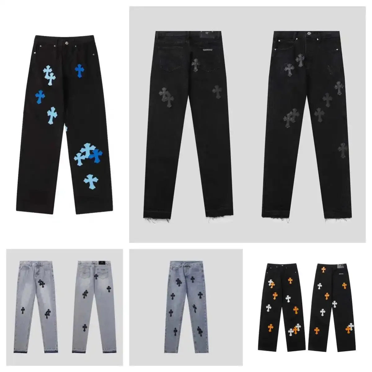 Chrome Hearts Cross-Embroidered Denim Jeans [5 styles]