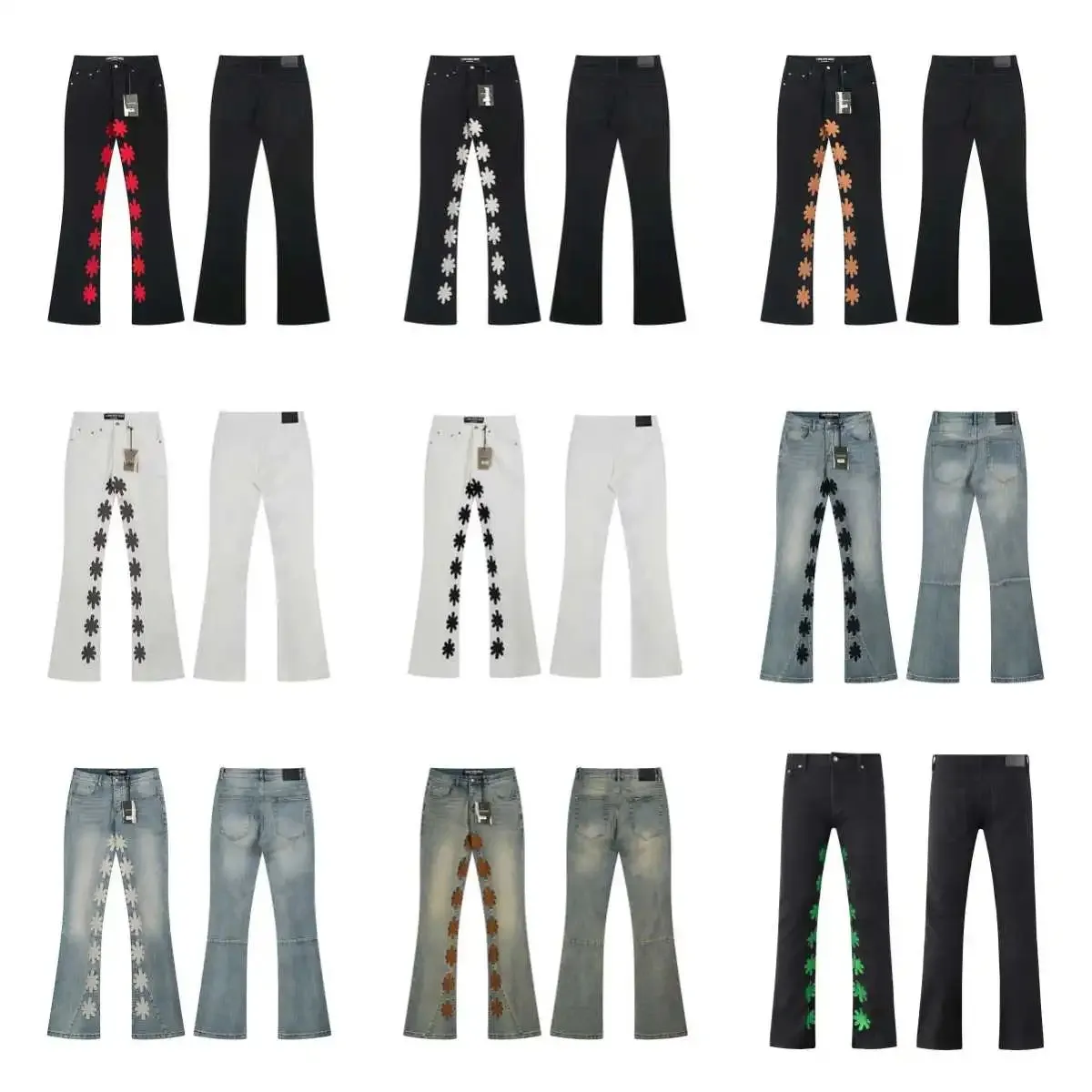 Floral-Embroidered Flare Jeans [9 styles]