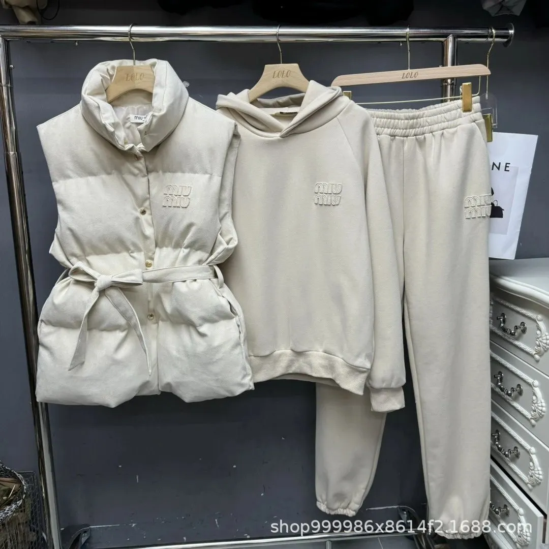 Miu Miu Hoodie & Pants Set with Puffer Vest [5 styles]