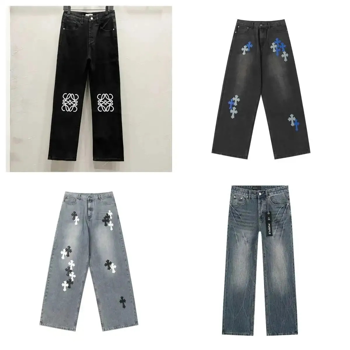 Loewe Anagram Cross-Embroidered Denim Pants [4 styles]