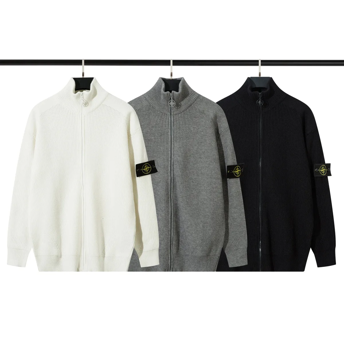 Stone Island Ribbed Zip-Up Sweater [3 styles]