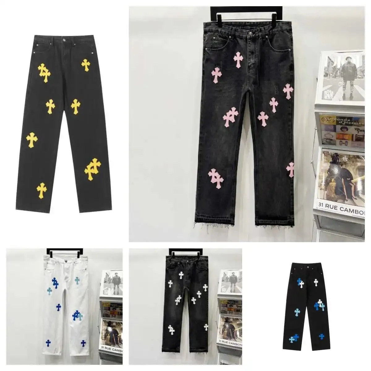 Chrome Hearts Cross-Embroidered Denim Jeans [5 styles]