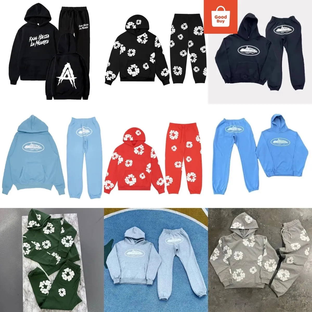 Floral & Logo Hoodie Sets [40 styles]