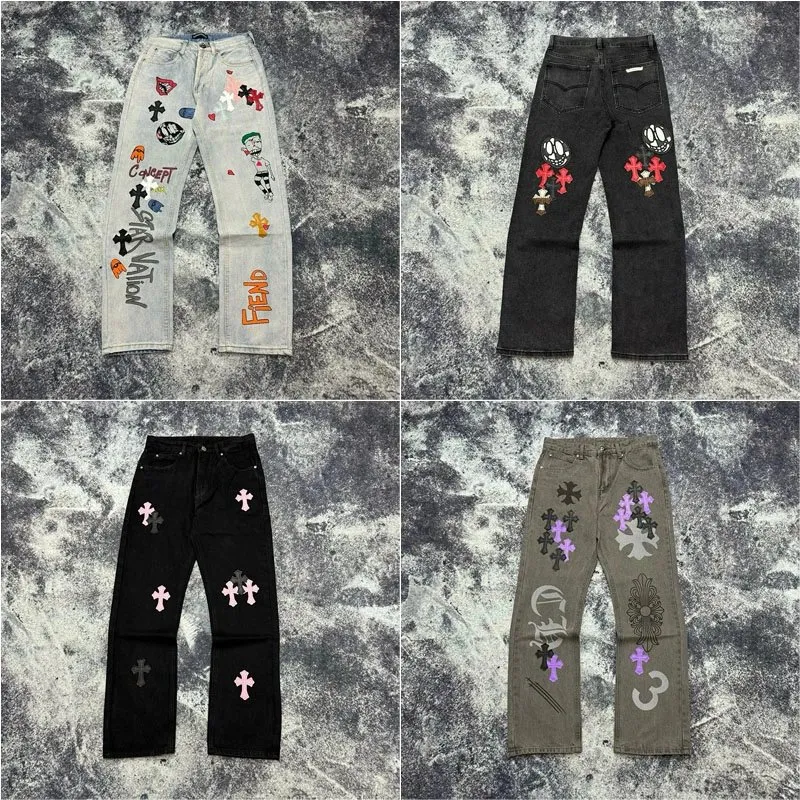 Custom Embroidered Cross Patch Jeans [5 styles]