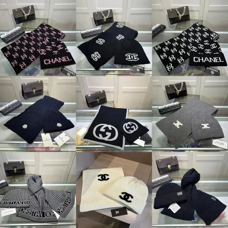 Chanel CC Logo Beanie & Scarf Set [40 styles]