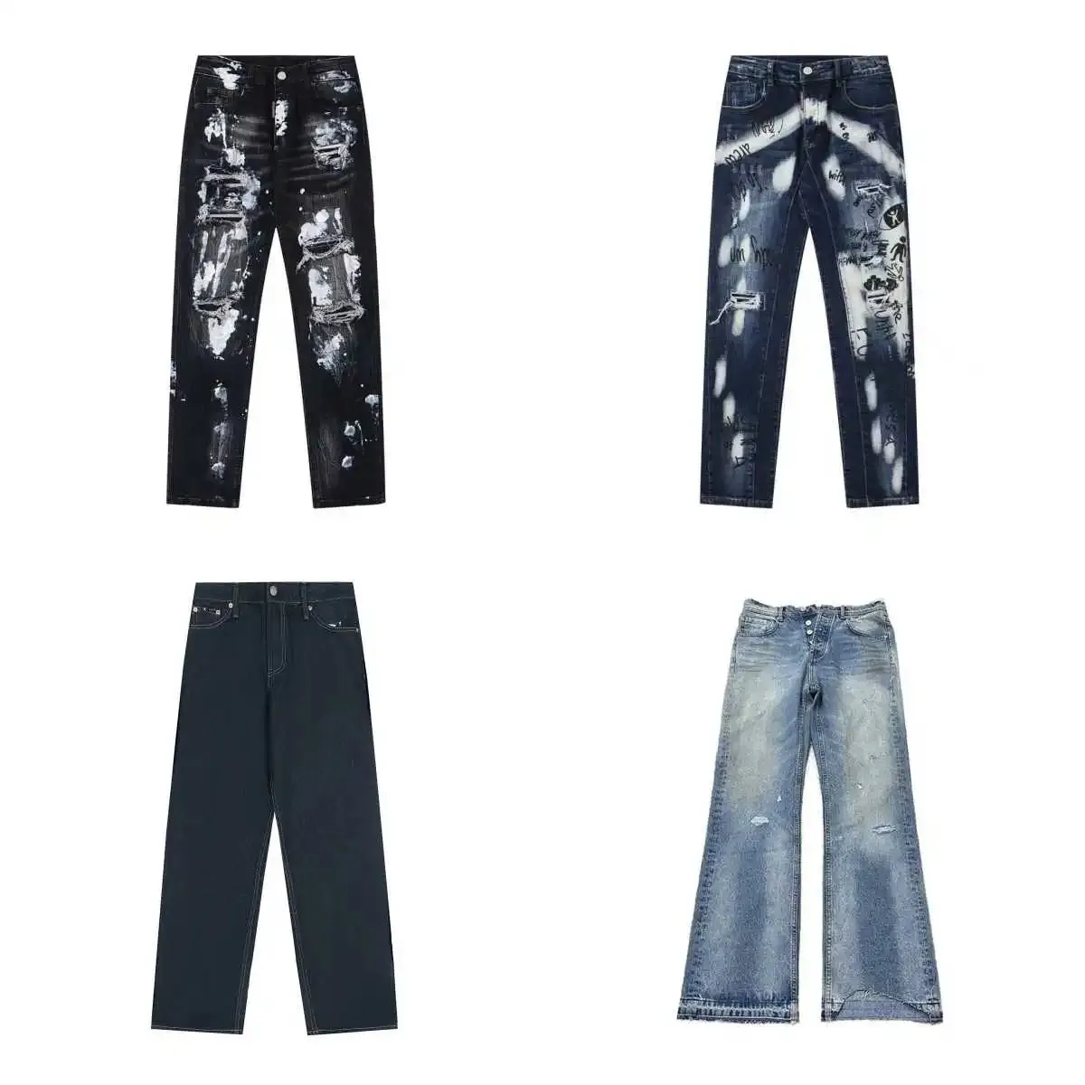 Distressed Graphic Denim Jeans [4 styles]