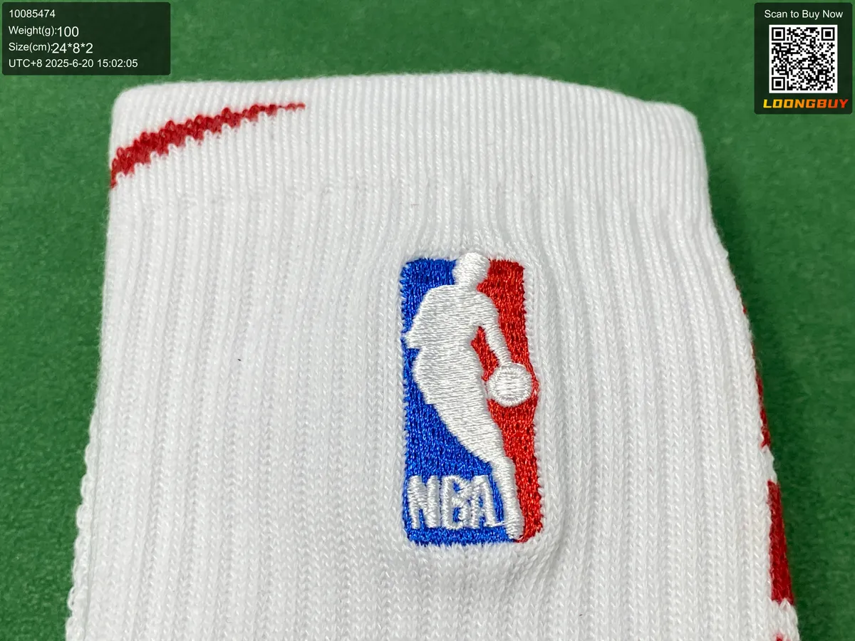 Embroidered NBA Basketball Socks – Terry-Cotton Mid-Calf & Crew-Length Training Socks, Durable, Non-Slip, Moisture-Wicking