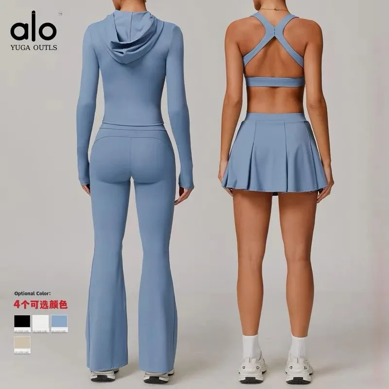 alo YUGA OUTLS Hooded Leggings & Pleated Skirt Set [15 styles]