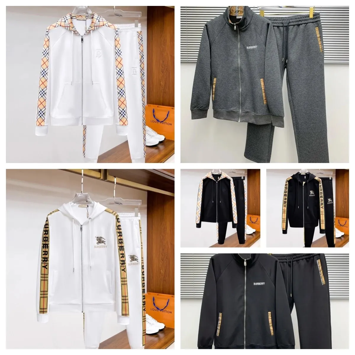 Burberry Check-Trim Hoodie & Jogger Set [6 styles]