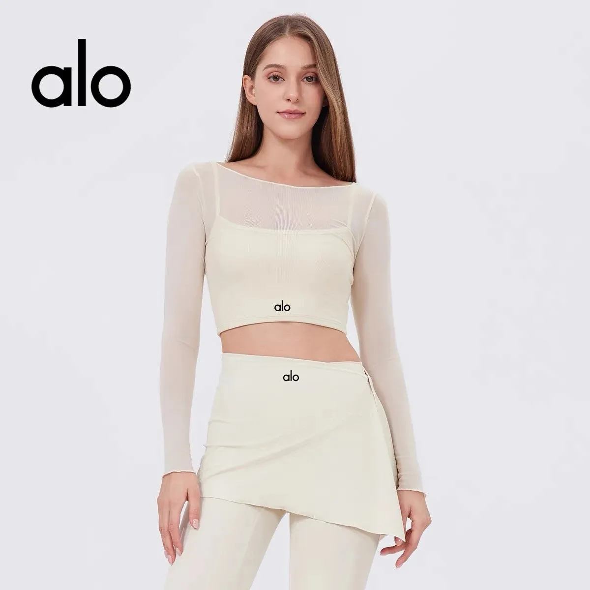 Alo Mesh Overlay Crop Top & Skirt Set [5 styles]