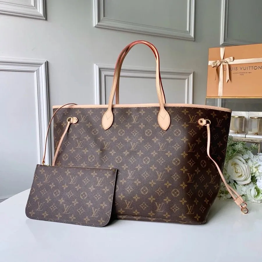 Louis Vuitton Neverfull Tote Bag with Pouch