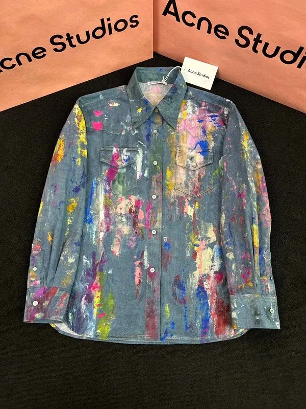 Acne Studios Paint Splatter Denim Shirt