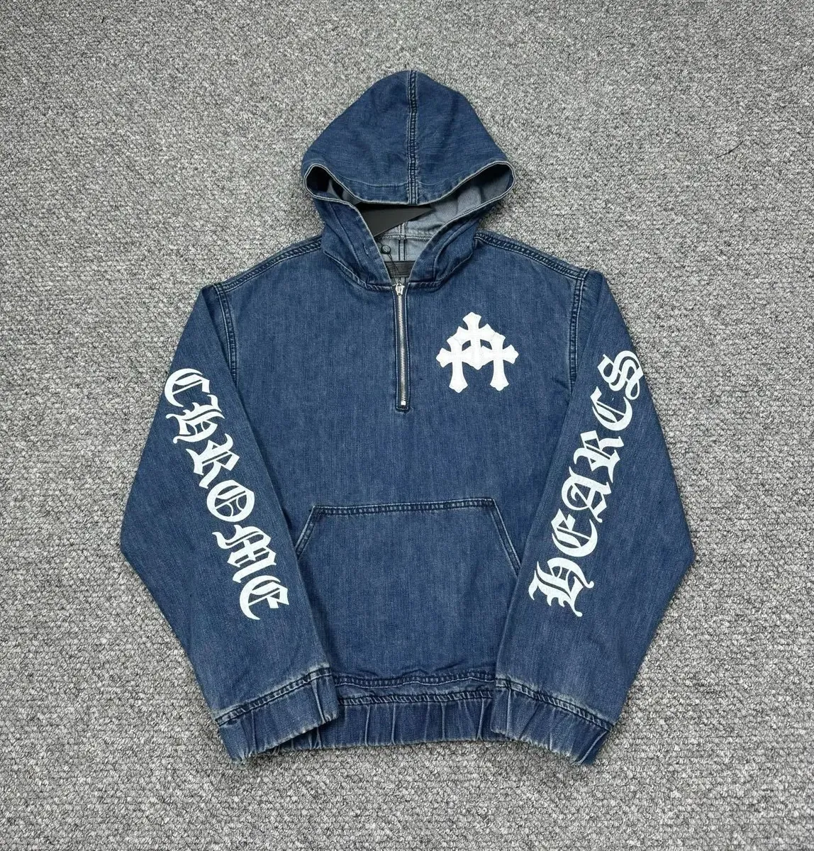 Chrome Hearts Denim Half-Zip Hoodie