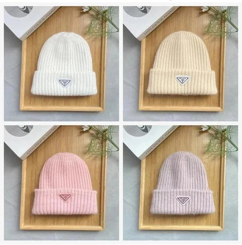 Prada Logo Ribbed Beanie Hat
