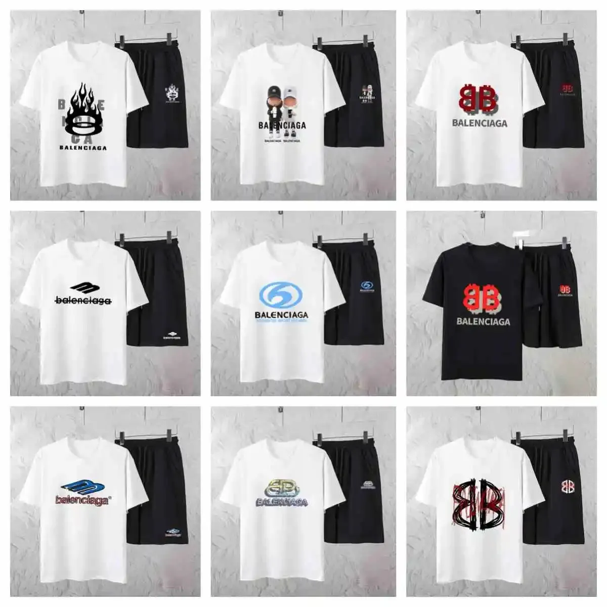 Balenciaga Logo T-Shirt/Shorts Set [9 styles]
