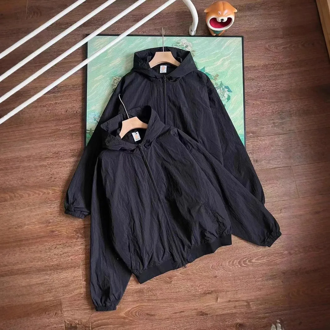 Black Hooded Windbreaker Jacket [1 style]