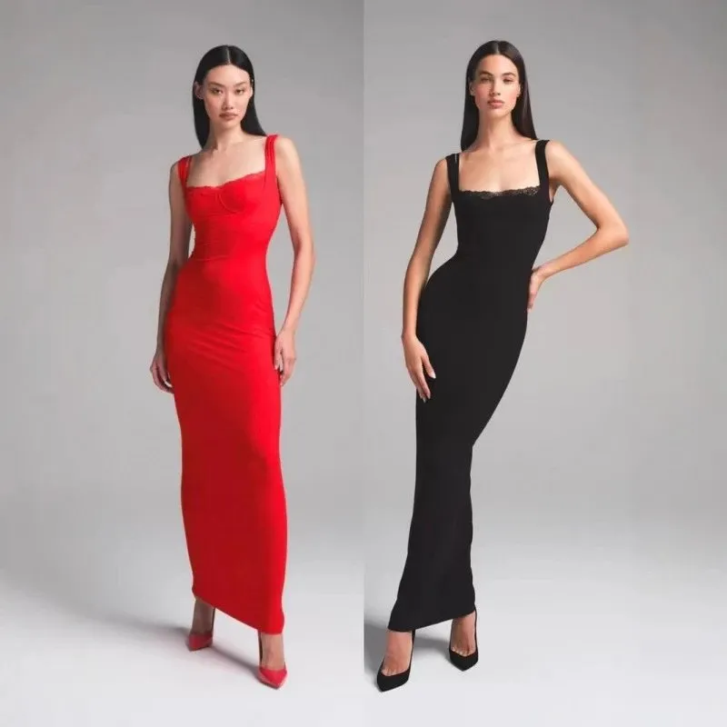 Elegant Square Neck Maxi Dress [2 styles]