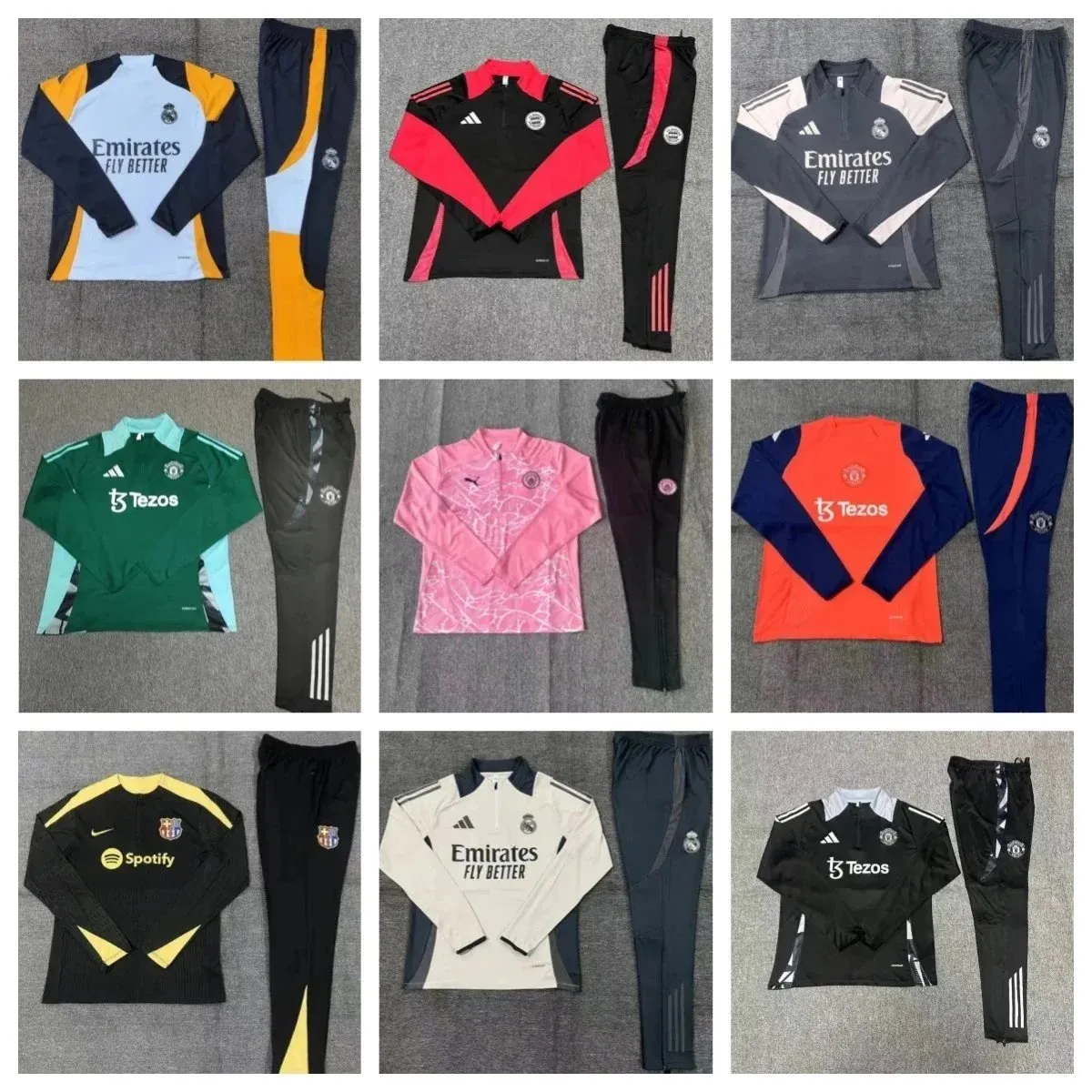 Real Madrid, Bayern Munich, Manchester United, Barcelona Training Jersey Sets [NIKE Soccer Suits]