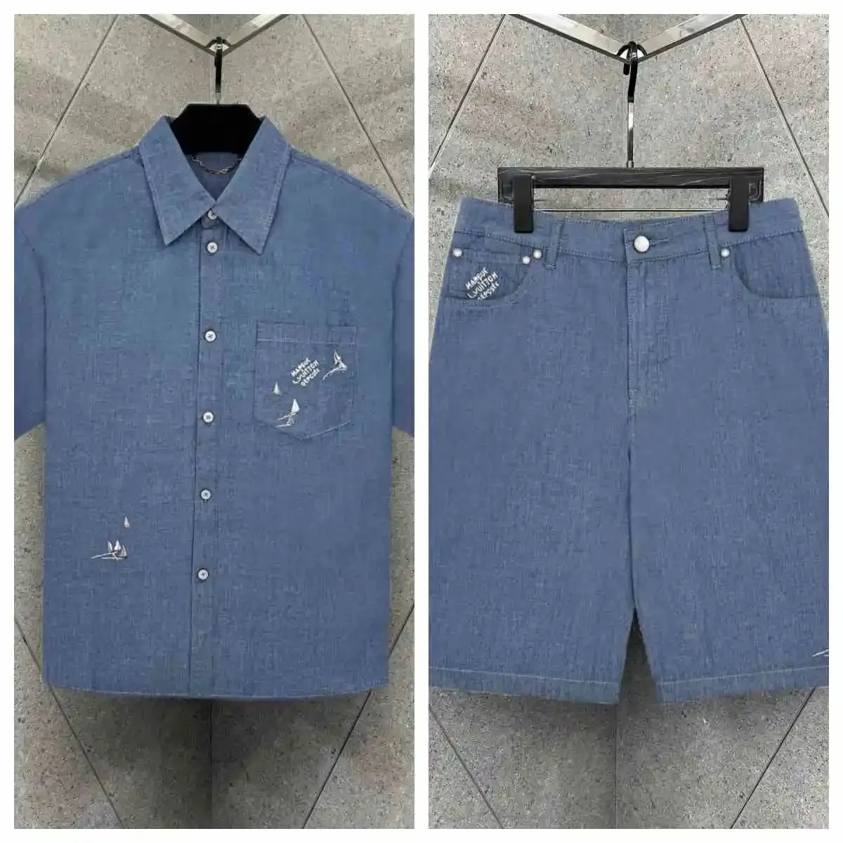 MAYA LOUIS VUITTON Denim Shirt & Shorts Set [2 styles]