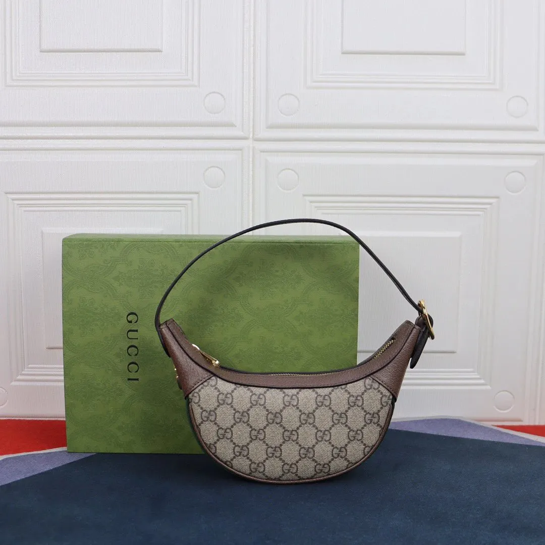 Gucci GG Supreme Half Moon Shoulder Bag