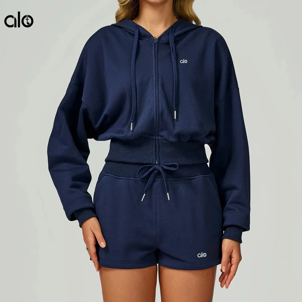 Alo Cropped Hoodie & Shorts Set [5 styles]