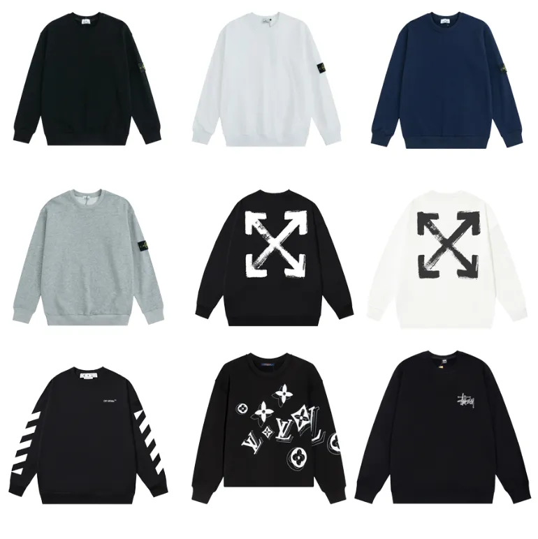 Off-White, Louis Vuitton, Stussy Crewneck Sweatshirts [9 styles]