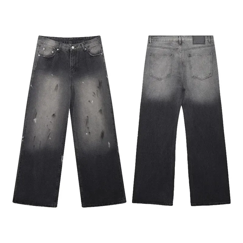 Gradient Distressed Wide-Leg Jeans [2 styles]