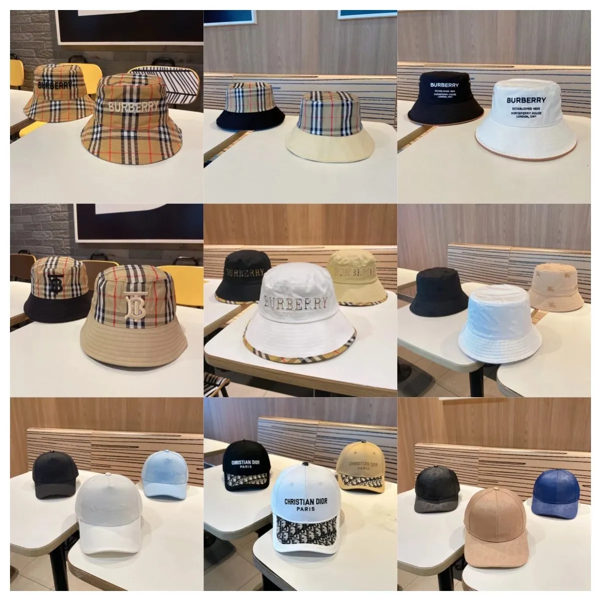 Burberry Check Print & Christian Dior Oblique Bucket Hats and Caps [39 styles]