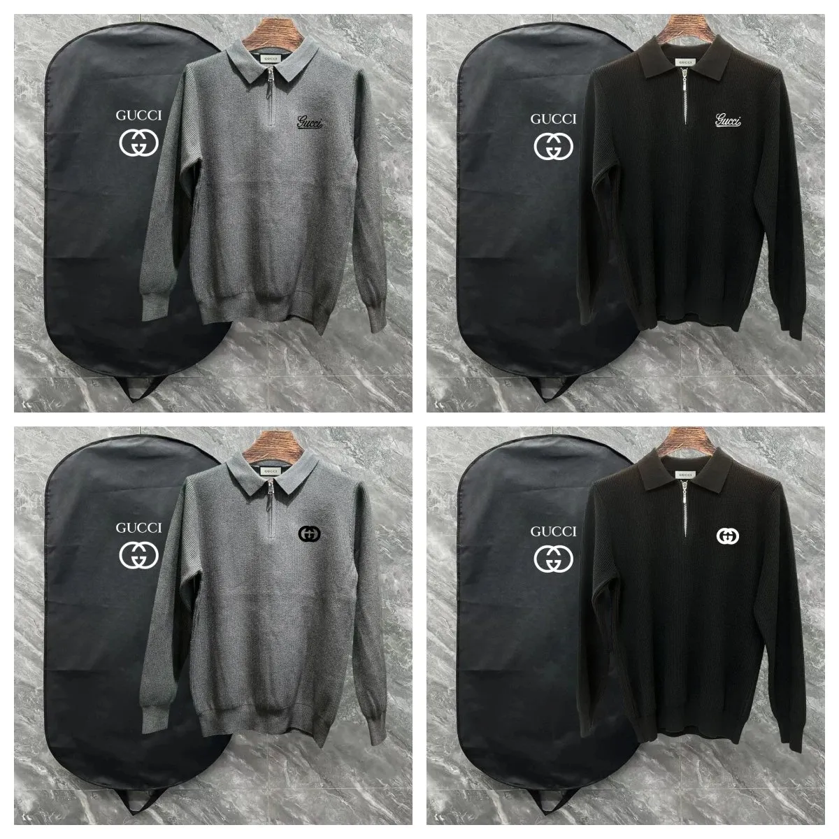 Gucci GG Logo Ribbed Half-Zip Collared Sweater [4 styles]